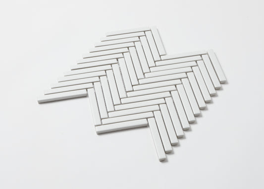 White Matt Kit Kat Herringbone-KIT KAT-Mosaic Mode