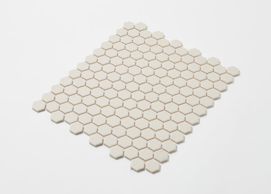 Off White Unglazed Hexagon-HEXAGON-Mosaic Mode