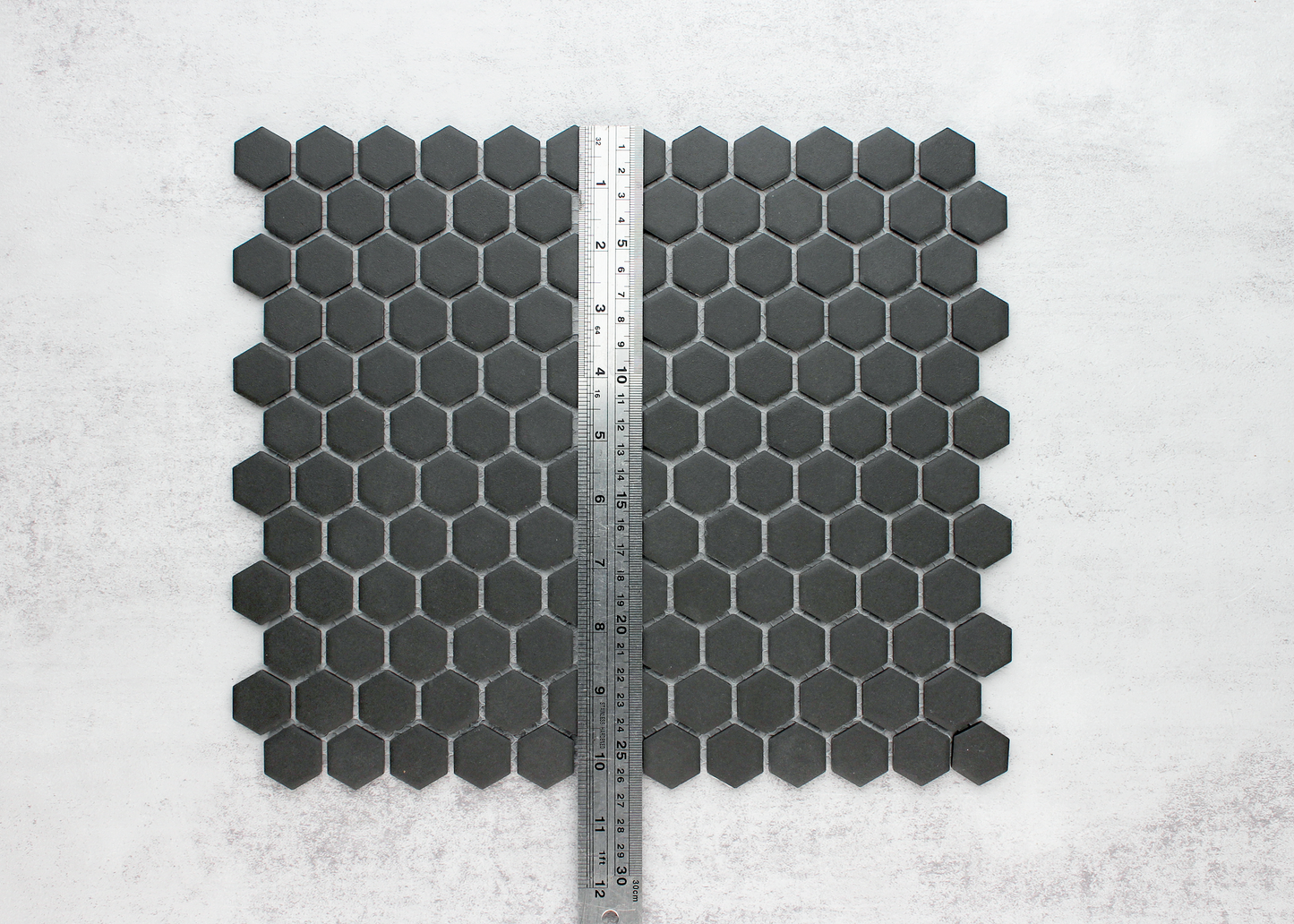 Black Unglazed Hexagon-HEXAGON-Mosaic Mode