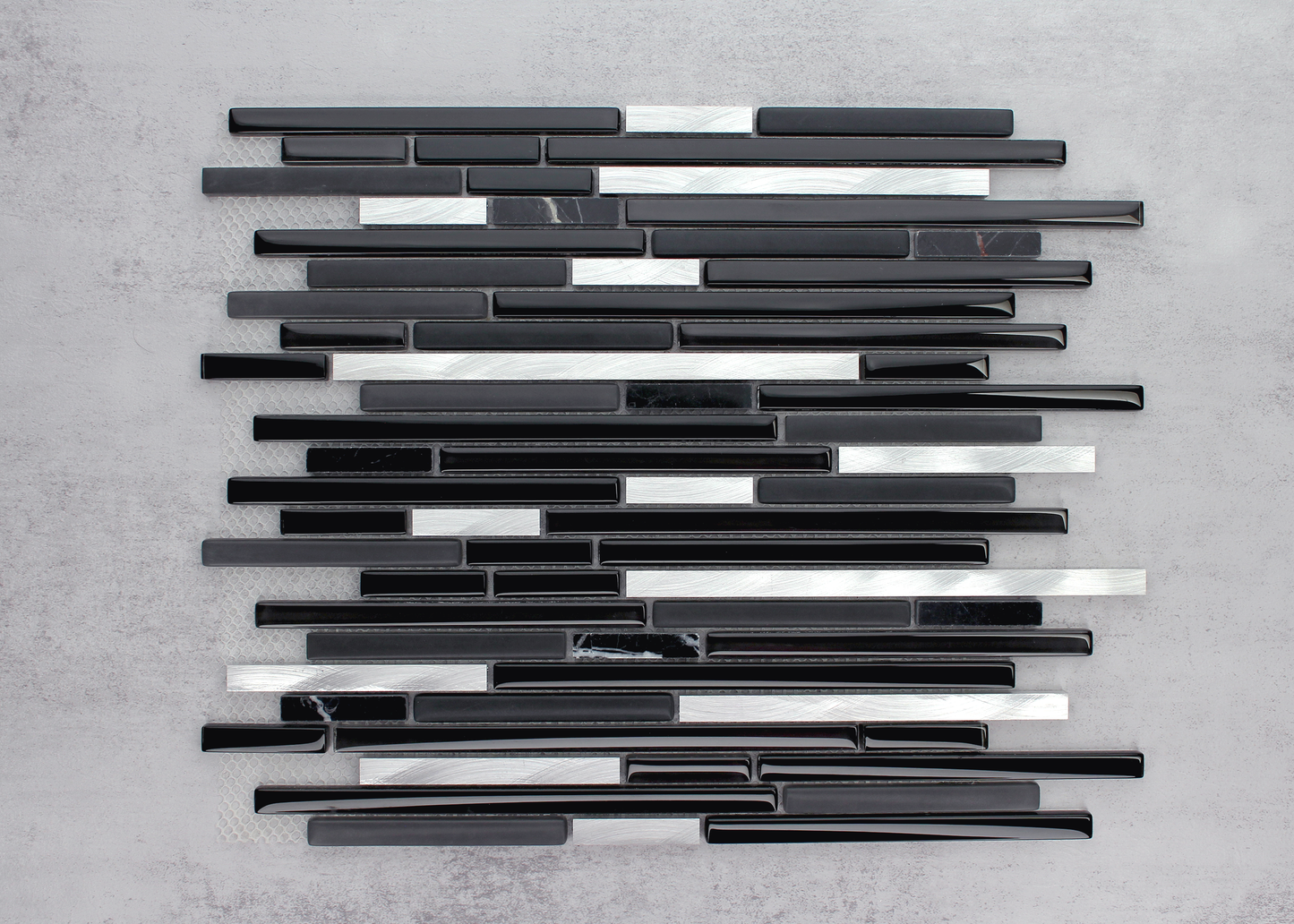 Black Aluminium, Glass And Marble Multi Rectangle-ELITE-Mosaic Mode