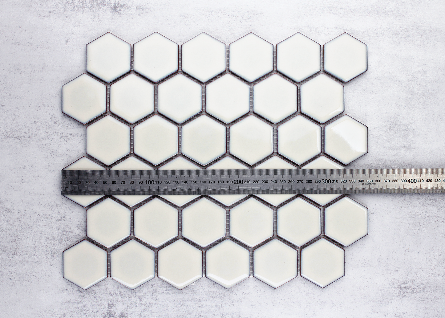 Antique White Gloss Medium Hexagon-HEXAGON-Mosaic Mode