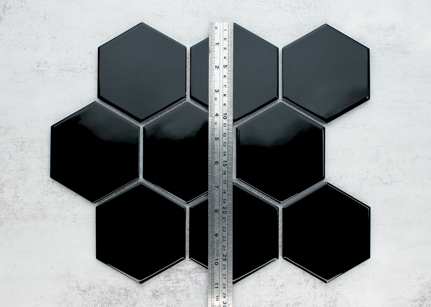 Black Gloss Large Hexagon-HEXAGON-Mosaic Mode