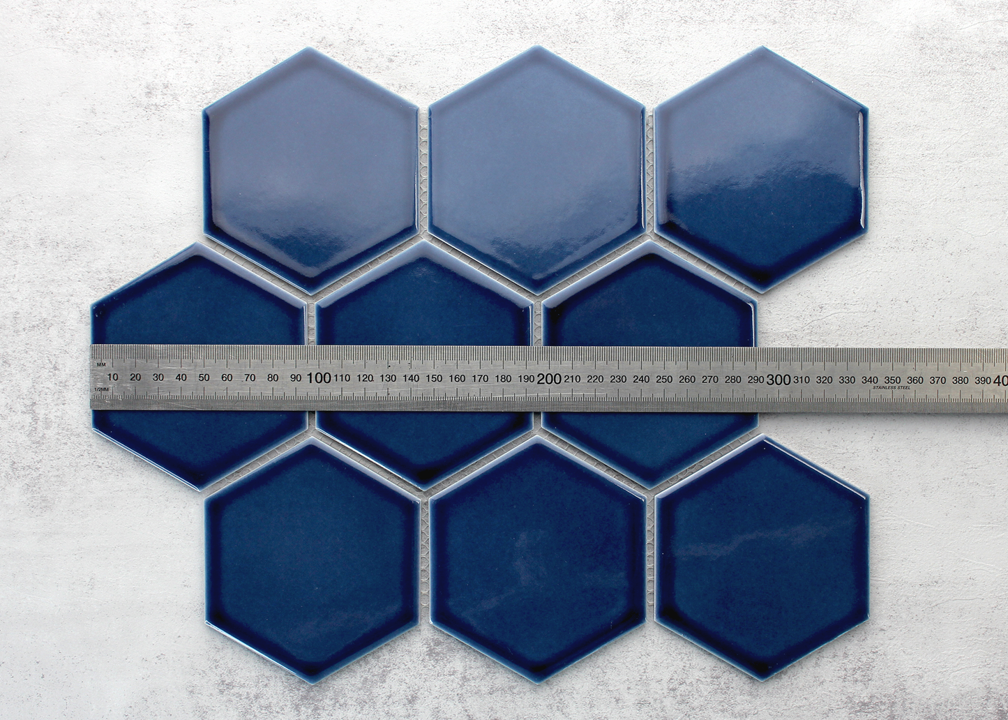 Prussian Blue Gloss Large Hexagon-HEXAGON-Mosaic Mode