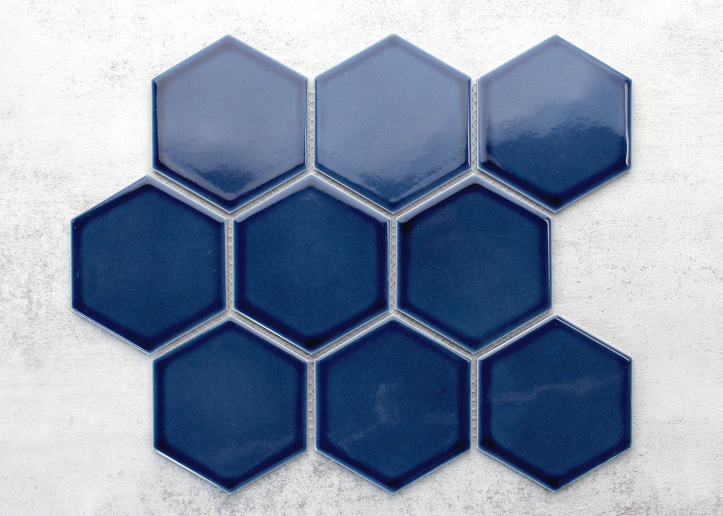 Prussian Blue Gloss Large Hexagon-HEXAGON-Mosaic Mode