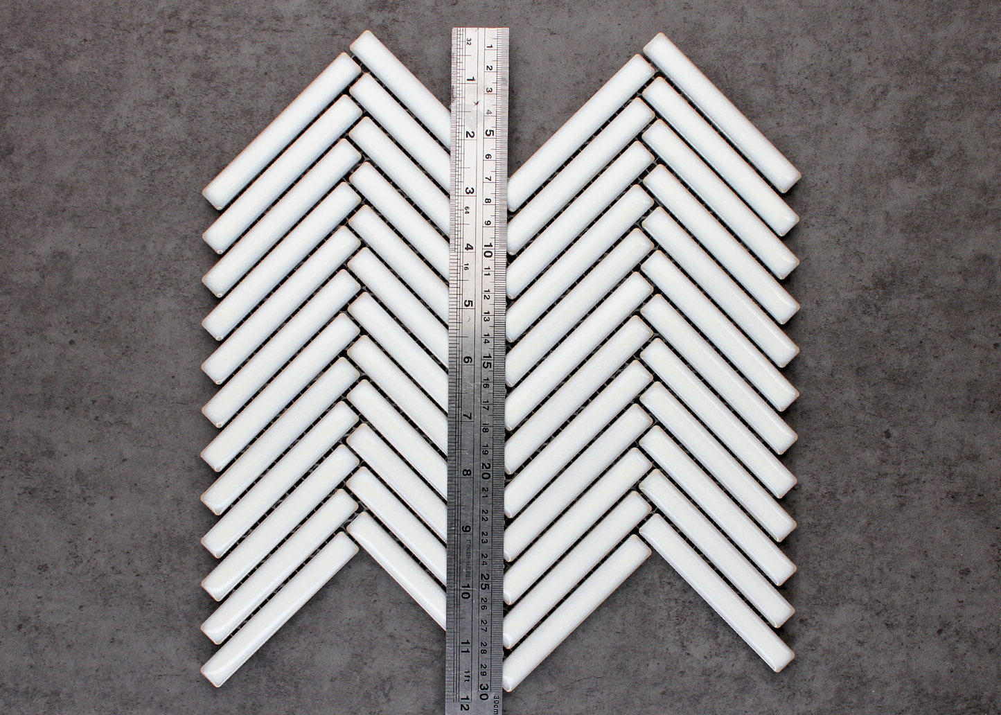 Antique White Gloss Kit Kat Herringbone-KIT KAT-Mosaic Mode