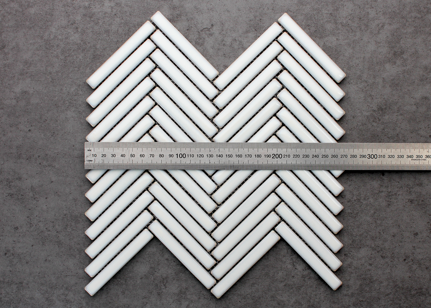 Antique White Gloss Kit Kat Herringbone-KIT KAT-Mosaic Mode
