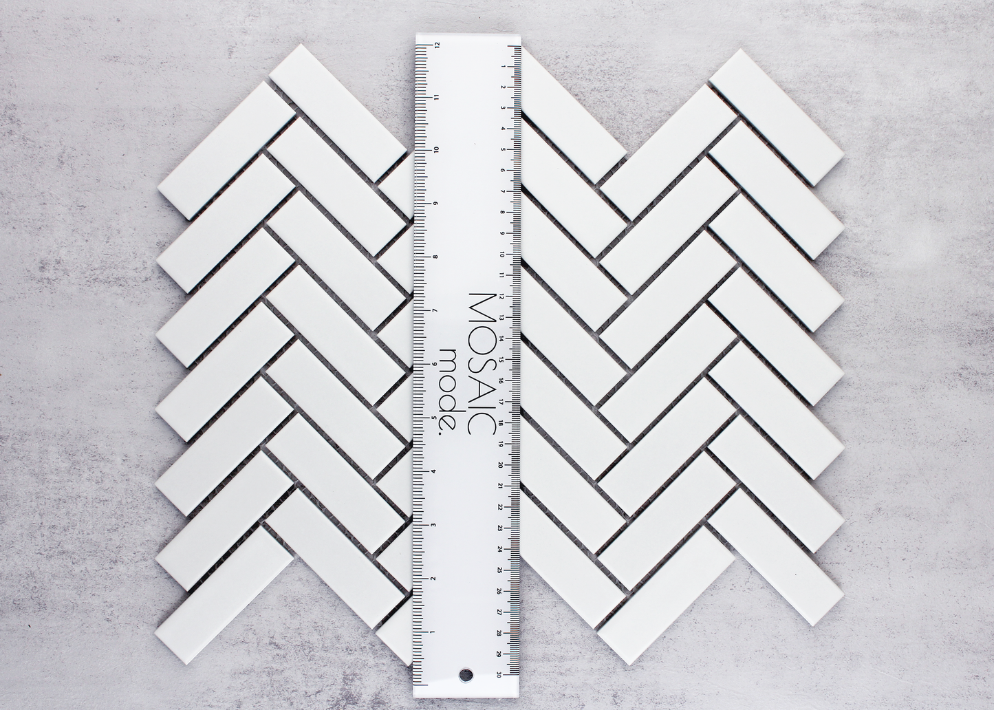 Islanda White Matt Herringbone-HERRINGBONE-Mosaic Mode