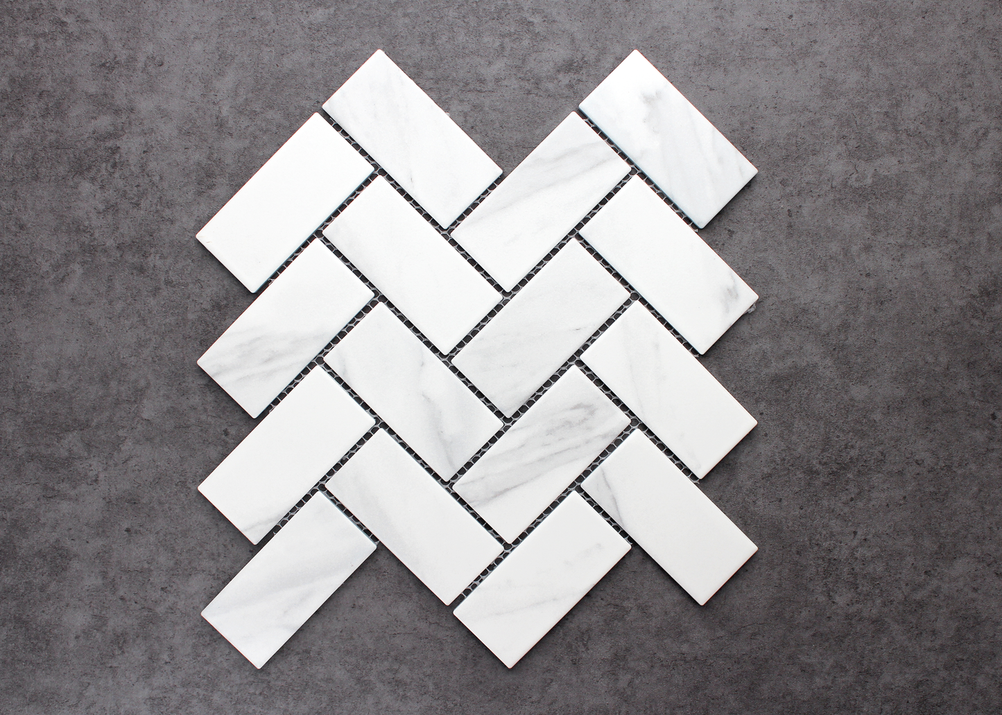 Carrara Matt Medium Herringbone-CARRARA-Mosaic Mode