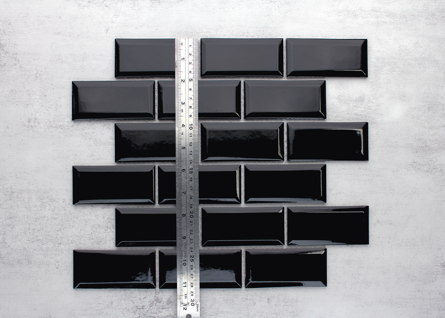 Black Gloss Bevelled Edge Biscuit-BISCUITS-Mosaic Mode