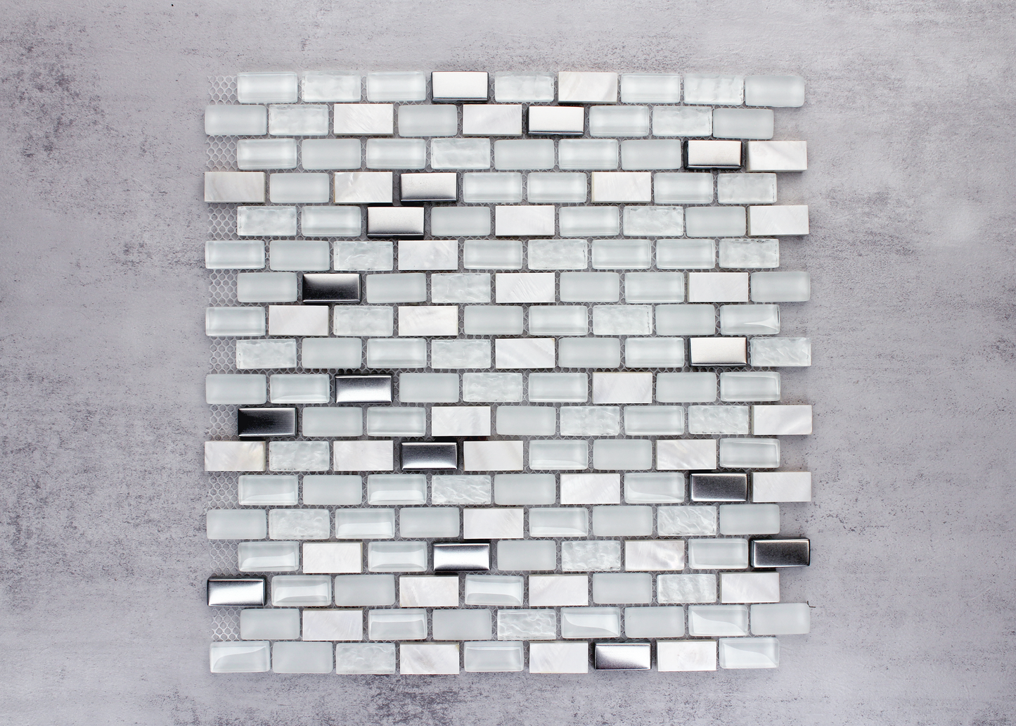 White Stone, Shell And Stainless Steel Brick-ELITE-Mosaic Mode