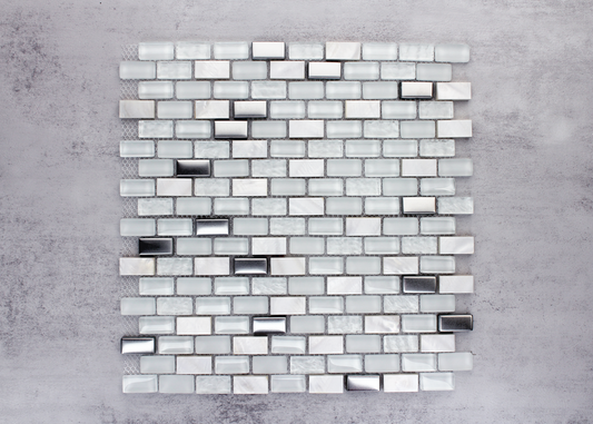 White Stone, Shell And Stainless Steel Brick-ELITE-Mosaic Mode