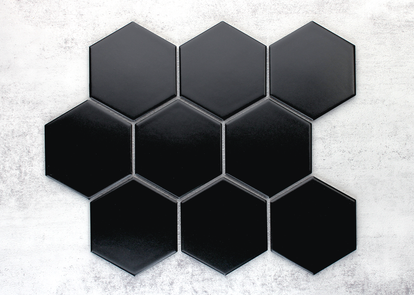 Black Matt Large Hexagon-HEXAGON-Mosaic Mode