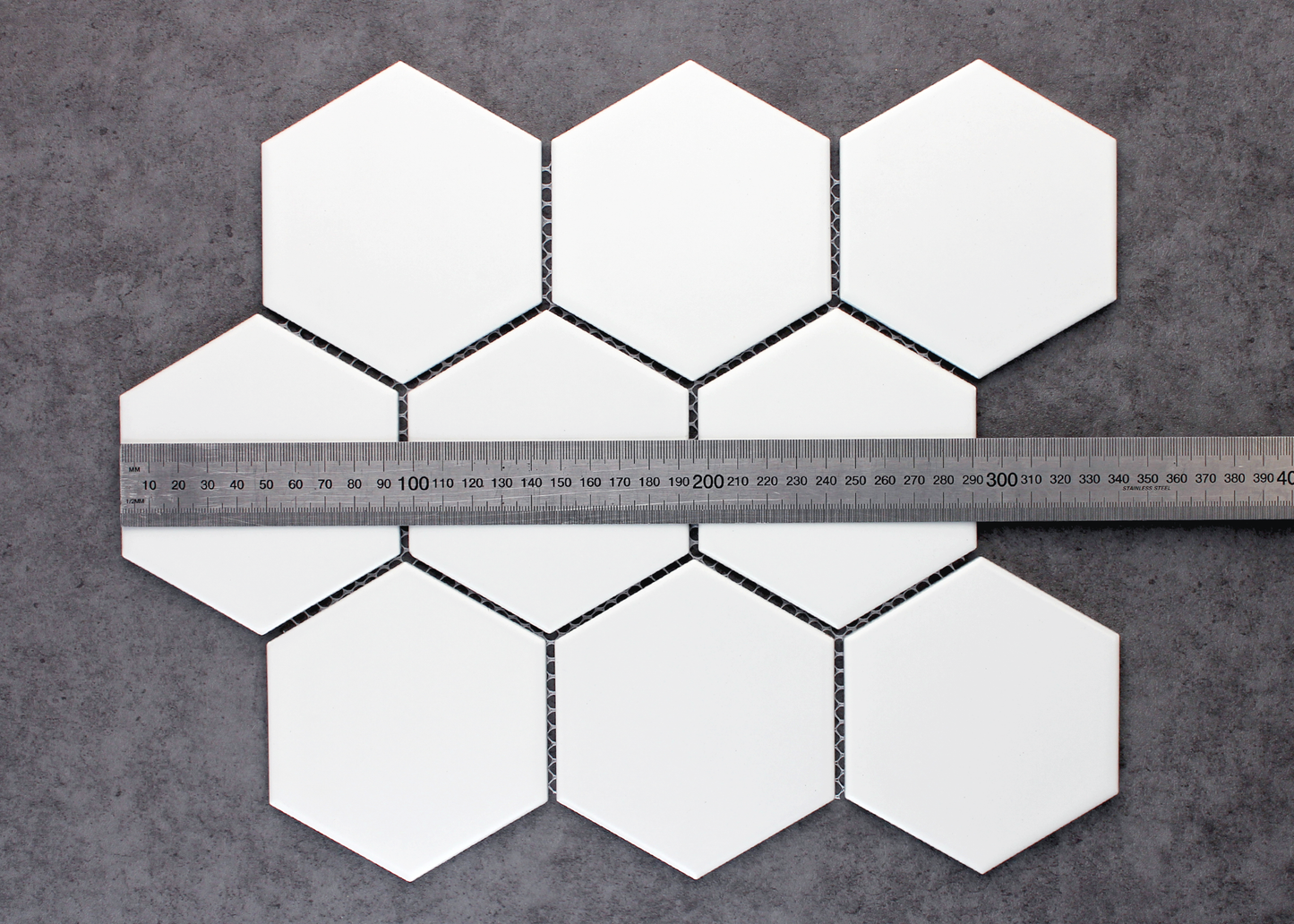 White Matt Large Hexagon-HEXAGON-Mosaic Mode