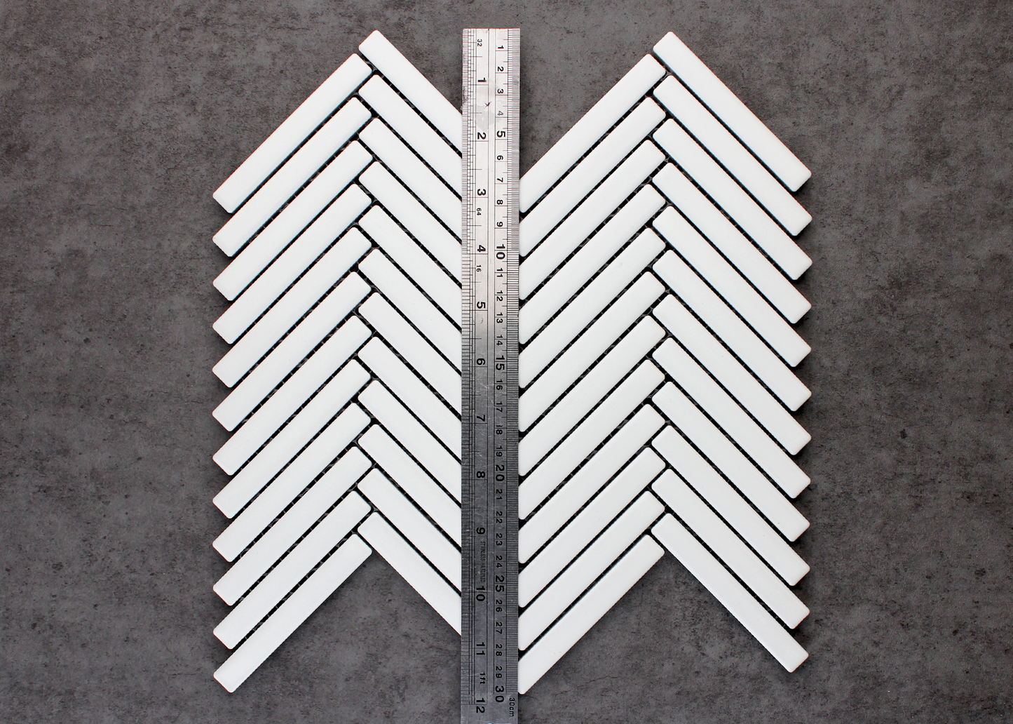 White Matt Kit Kat Herringbone-KIT KAT-Mosaic Mode