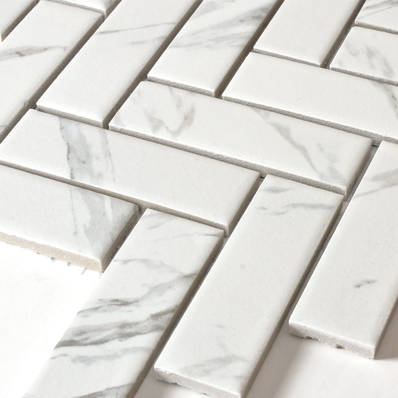 Carrara Matt Small Herringbone-CARRARA-Mosaic Mode