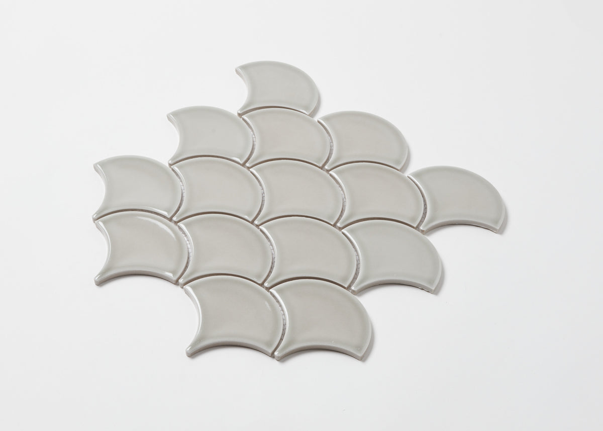Ash Grey Gloss Fish Scale Mosaic Tile - Mosaic Mode