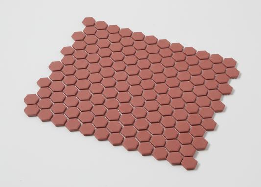Jam Red Glazed Small Hexagon-HEXAGON-Mosaic Mode