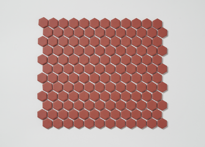 Jam Red Glazed Small Hexagon-HEXAGON-Mosaic Mode