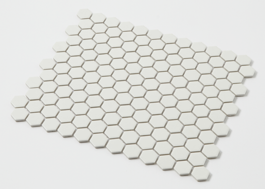 Snow White Glazed Small Hexagon-HEXAGON-Mosaic Mode