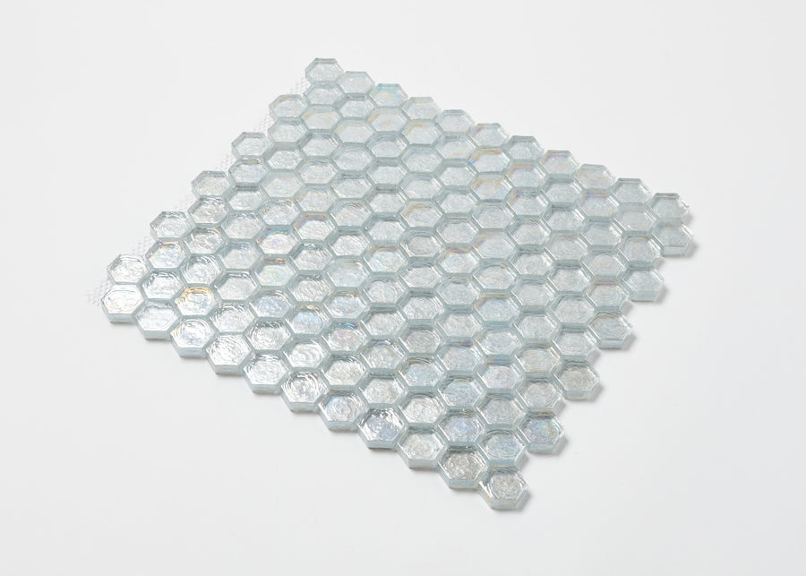 Silver Metallic Rainbow Glass Hexagon-GLASS-Mosaic Mode