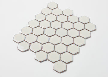 Antique White Gloss Medium Hexagon-HEXAGON-Mosaic Mode