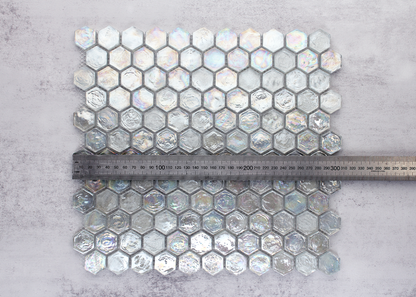 Silver Metallic Rainbow Glass Hexagon-GLASS-Mosaic Mode