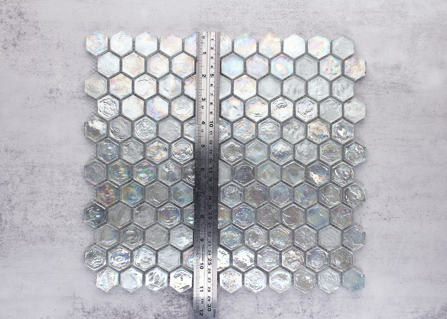 Silver Metallic Rainbow Glass Hexagon-GLASS-Mosaic Mode