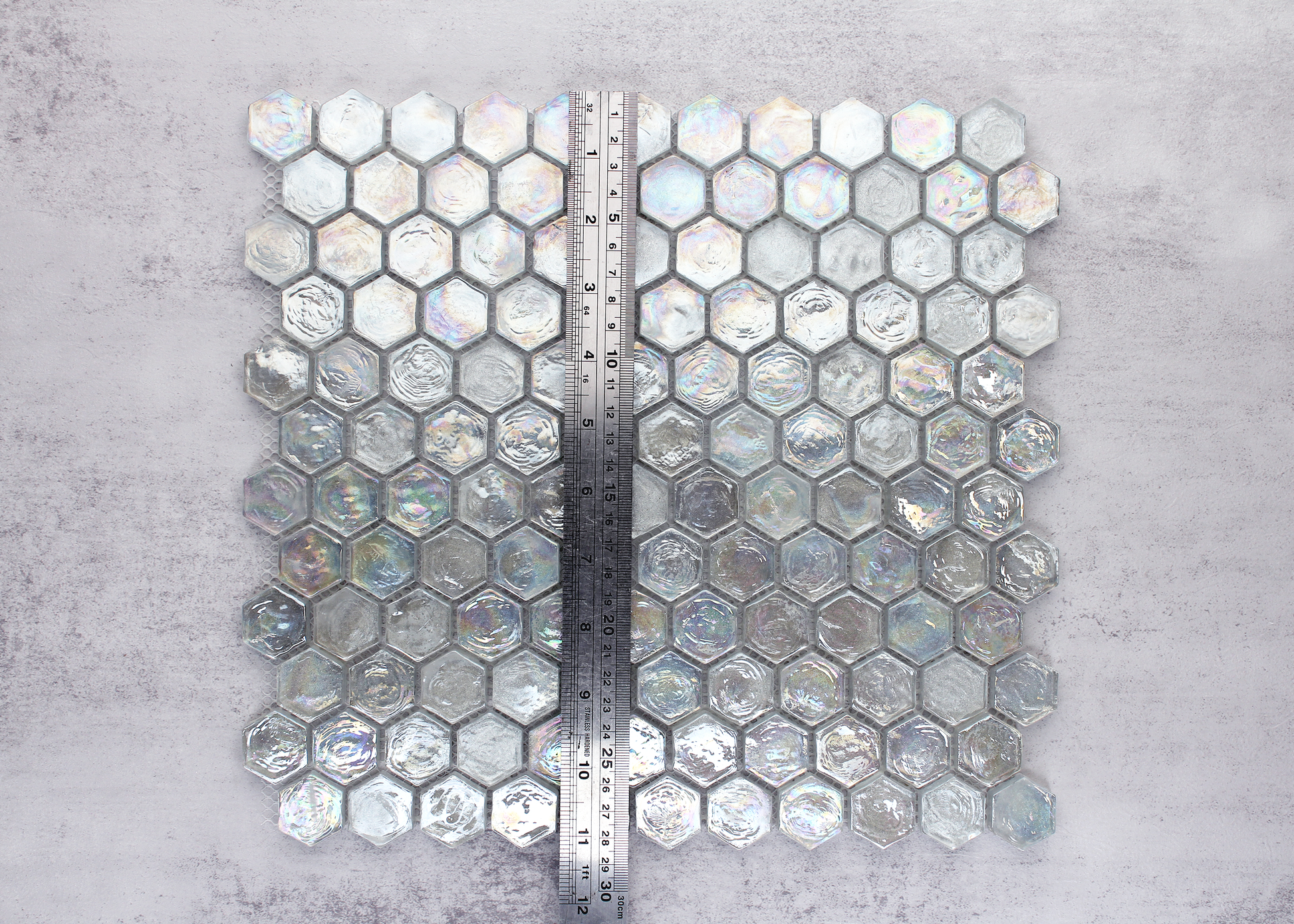 Silver Metallic Rainbow Glass Hexagon-GLASS-Mosaic Mode