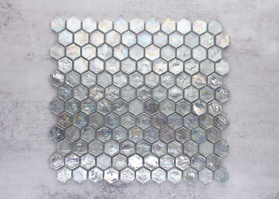 Silver Metallic Rainbow Glass Hexagon-GLASS-Mosaic Mode