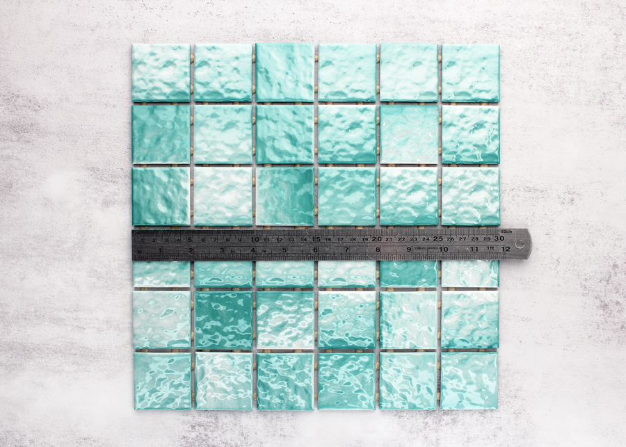 Teal Ripple Face Square-CRAQUELLE-Mosaic Mode
