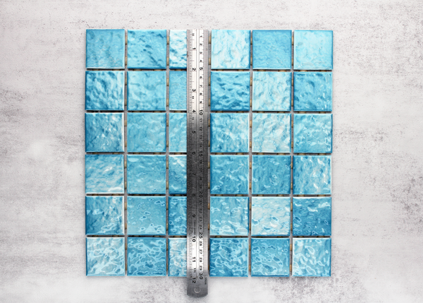 Aqua Ripple Face Craquelle Square Mosaic Tile - Mosaic Mode