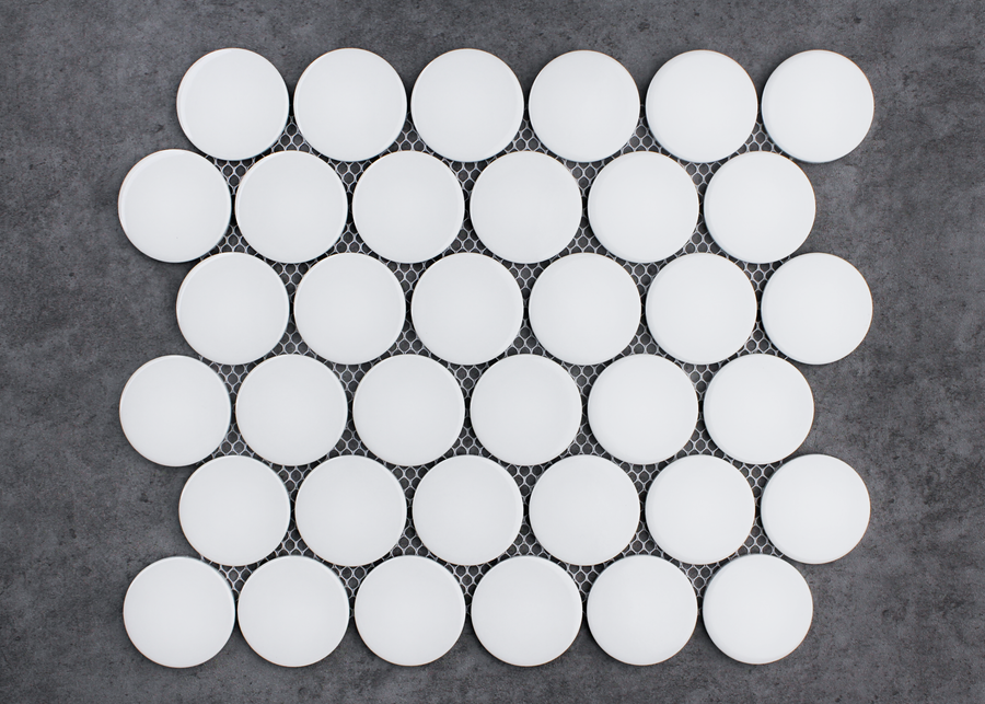 White Megalo Gloss Penny Round-PENNY ROUND-Mosaic Mode