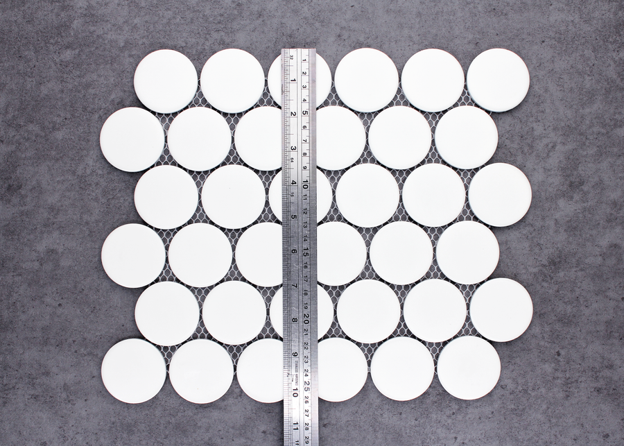 White Megalo Matt Penny Round-PENNY ROUND-Mosaic Mode