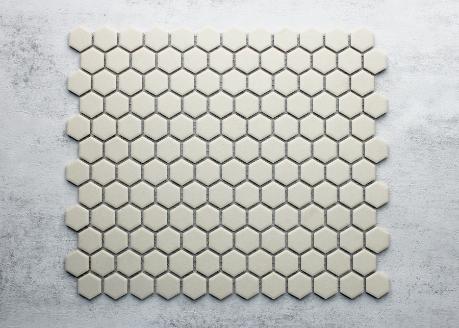 Off White Unglazed Hexagon-HEXAGON-Mosaic Mode