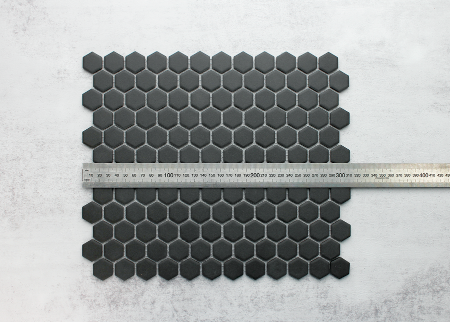 Black Unglazed Hexagon-HEXAGON-Mosaic Mode