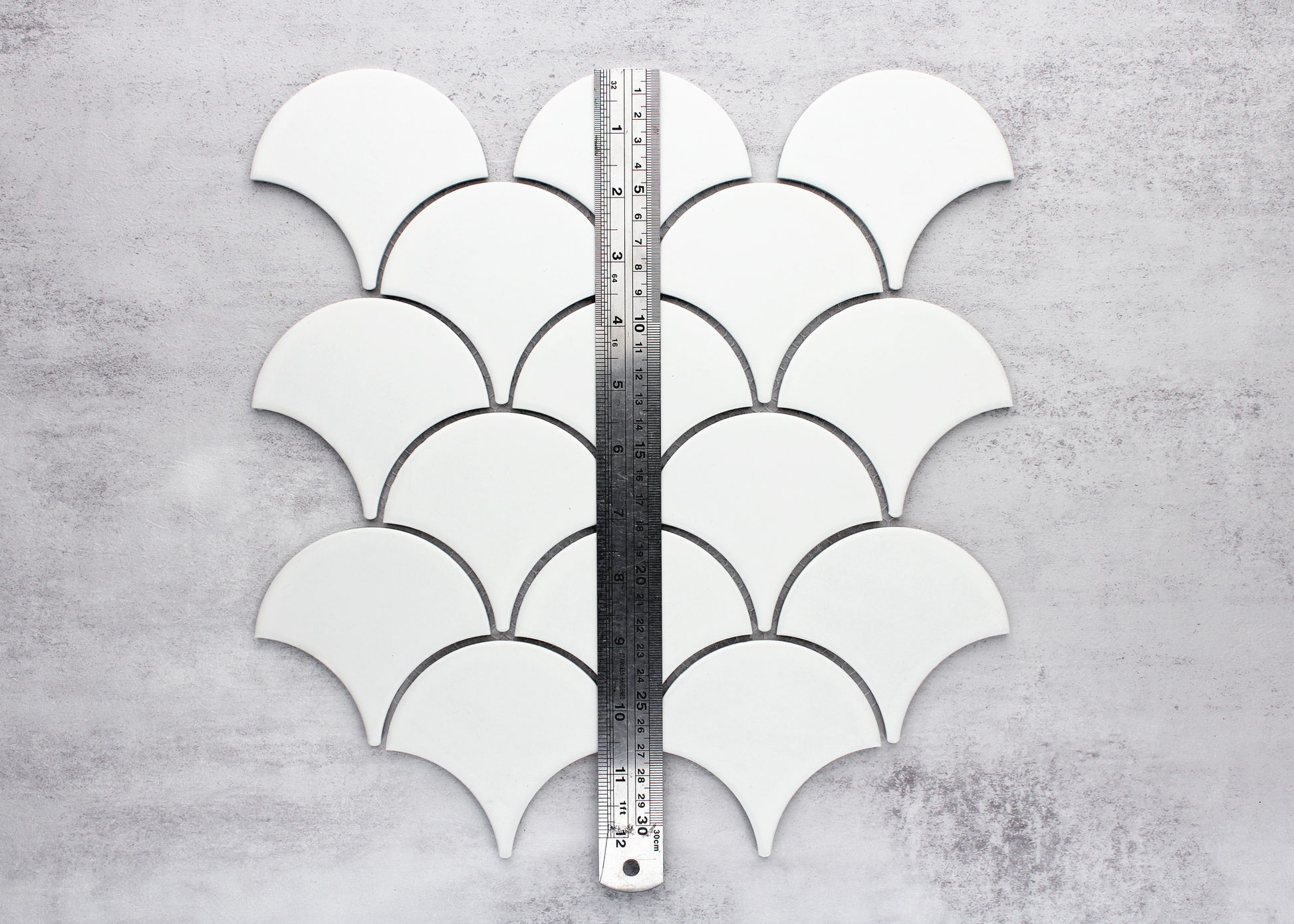 White Matt Flat Surface Fish Scale-FISHSCALE-Mosaic Mode