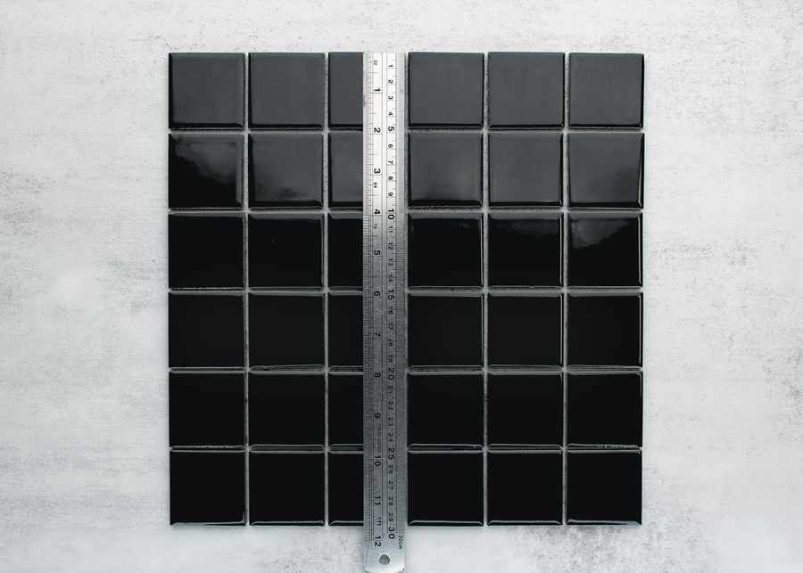 Black Gloss Medium Square-GLAZED PORCELAIN-Mosaic Mode