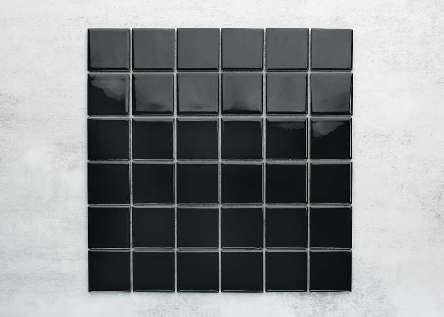 Black Gloss Medium Square-GLAZED PORCELAIN-Mosaic Mode