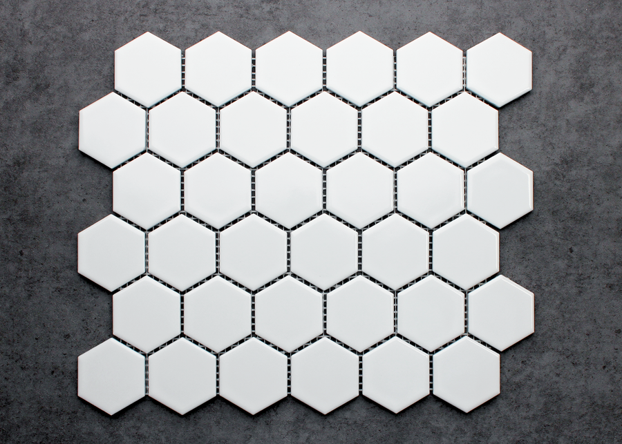 White Gloss Medium Hexagon-HEXAGON-Mosaic Mode
