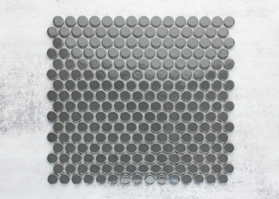 Dark Grey Gloss Penny Round-PENNY ROUND-Mosaic Mode