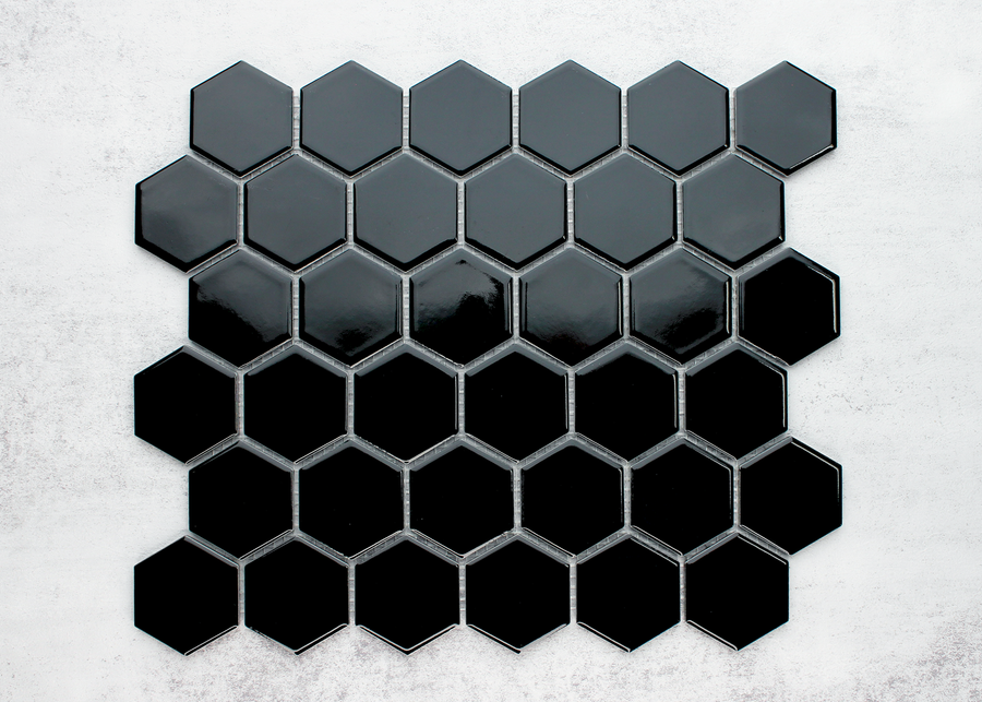 Black Gloss Medium Hexagon-HEXAGON-Mosaic Mode