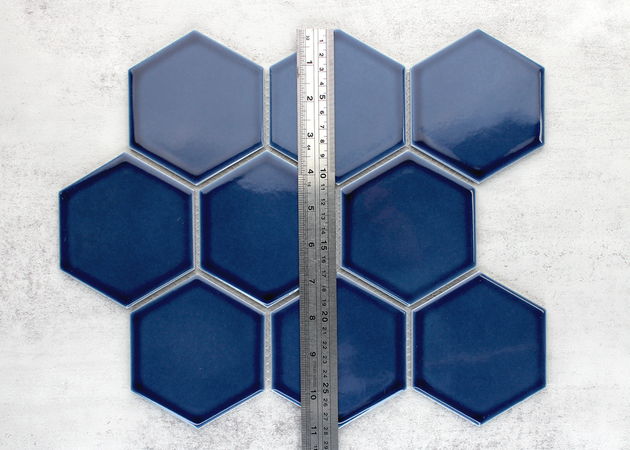 Prussian Blue Gloss Large Hexagon-HEXAGON-Mosaic Mode