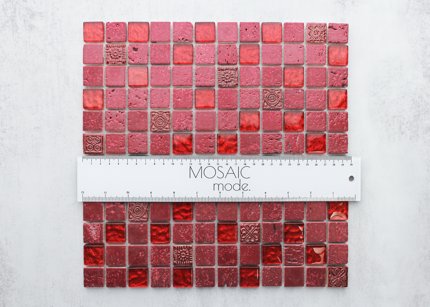 Red Crystal Matt Glass Square-DELUXE-Mosaic Mode