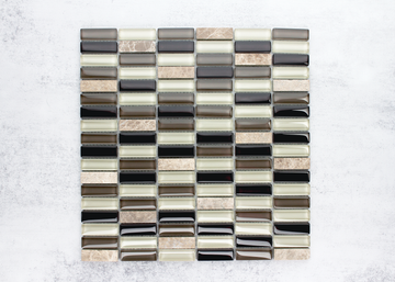Brown Stone And Glass Mix Rectangle-STONE MIX-Mosaic Mode
