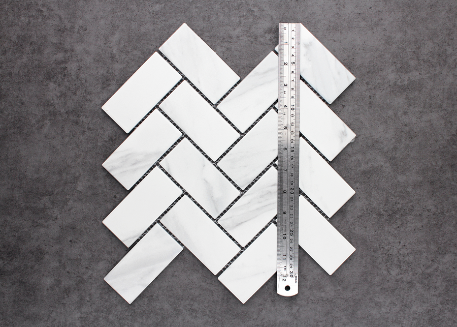 Carrara Matt Medium Herringbone-CARRARA-Mosaic Mode