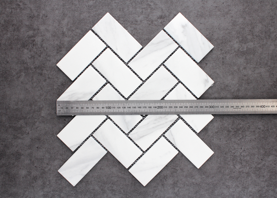 Carrara Matt Medium Herringbone-CARRARA-Mosaic Mode