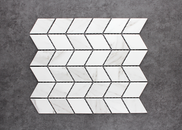 Carrara Rhombus Mosaic Tile - Mosaic Mode