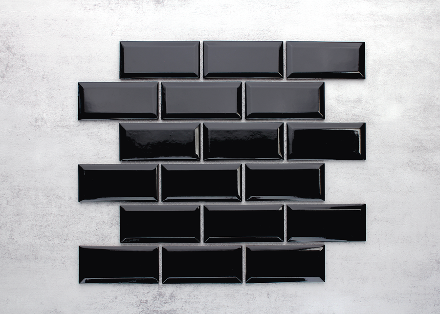 Black Gloss Bevelled Edge Biscuit-BISCUITS-Mosaic Mode