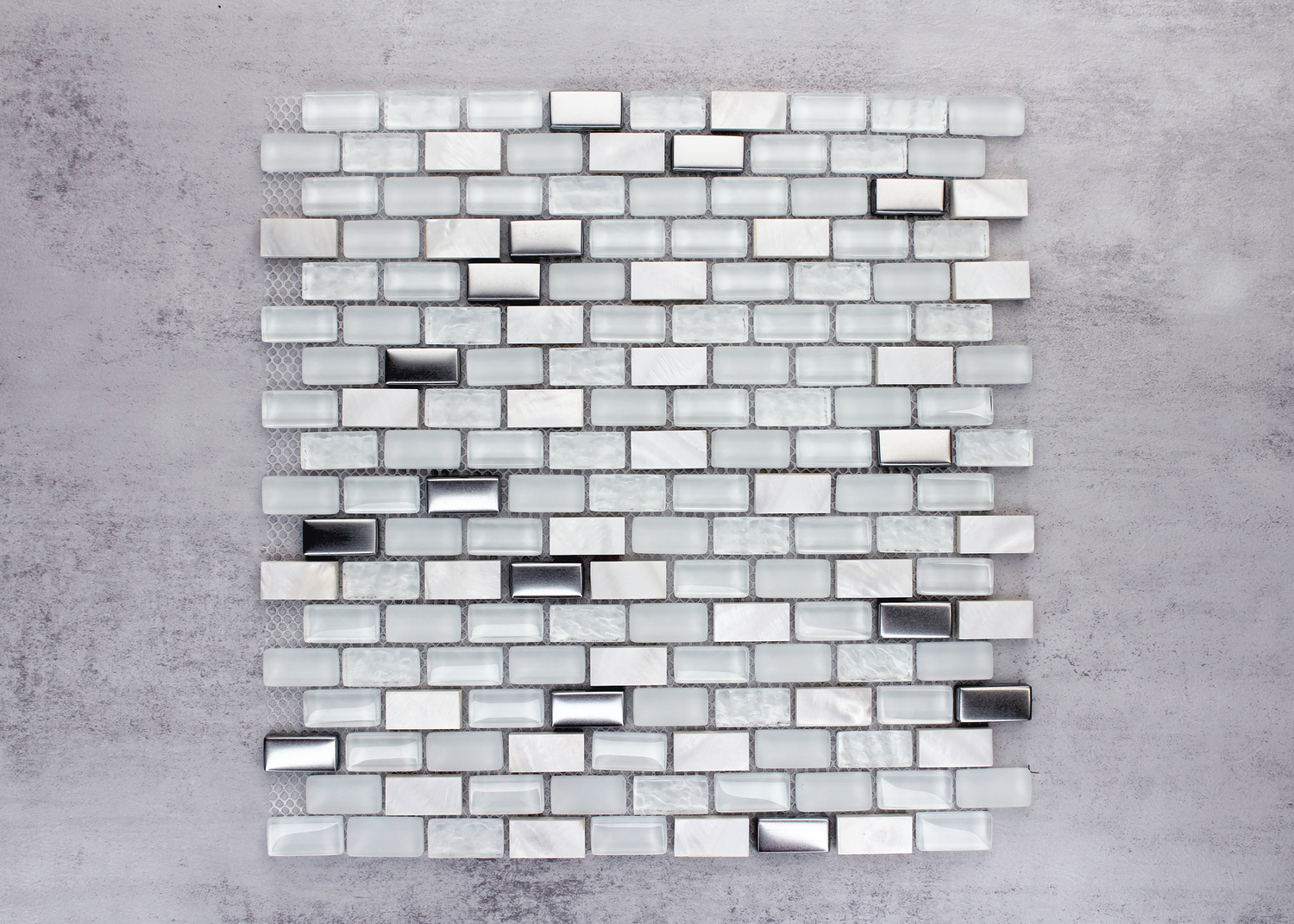 White Stone, Shell And Stainless Steel Brick-ELITE-Mosaic Mode