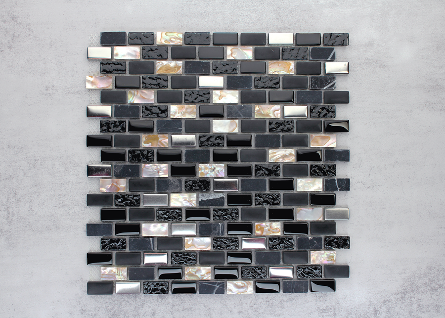Black Stone, Shell And Stainless Steel Brick-ELITE-Mosaic Mode